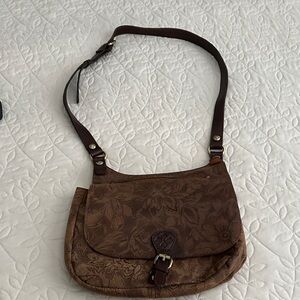 Patricia Nash Brown Floral Crossbody Bag